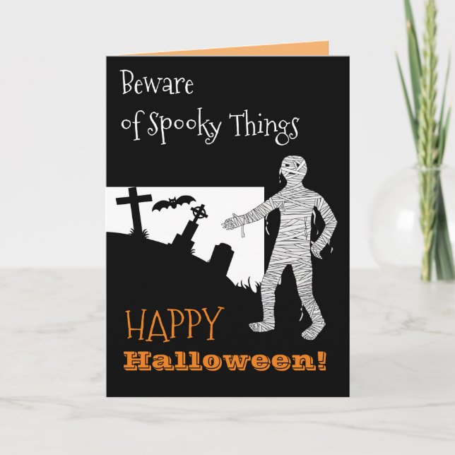 Carte Citation d'Halloween Chat noir sorcière chauve cim (Devant)