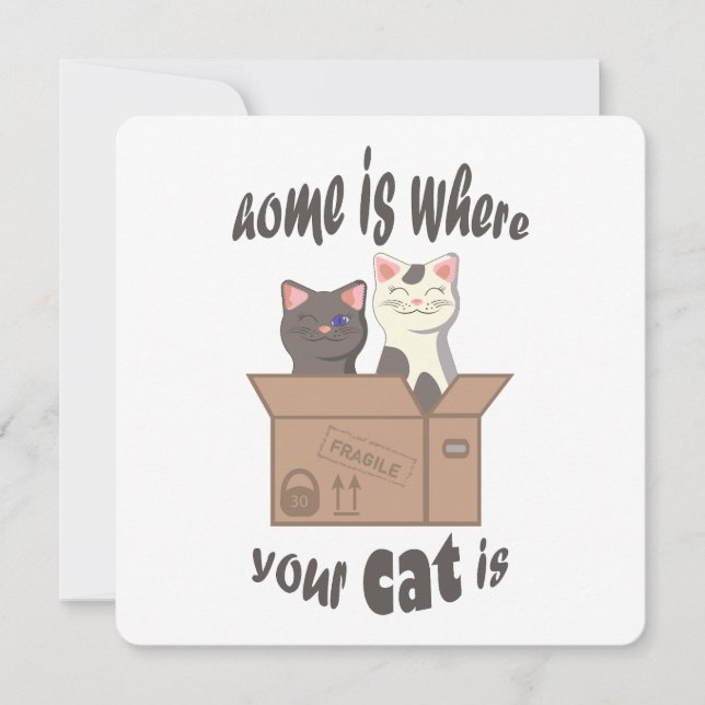 Carte Citation drôle Accueil est où est votre chat (Devant)