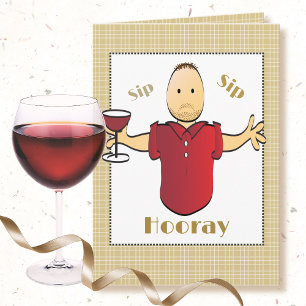 Carte Citation drôle de vin rouge mâle dessin animé Joye