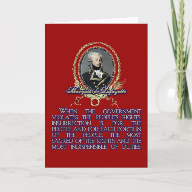 Carte Citation du Marquis de Lafayette sur l'assurance (Devant)