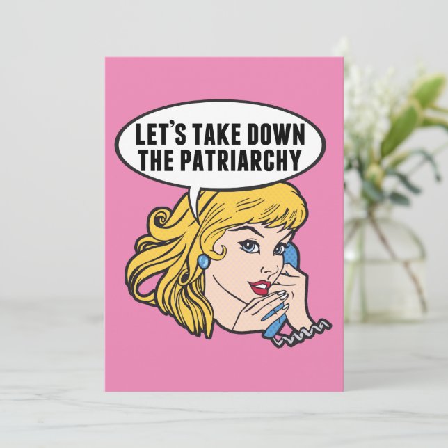 Carte Citation féministe adorable Pop Art Anti Patriarch (Debout devant)
