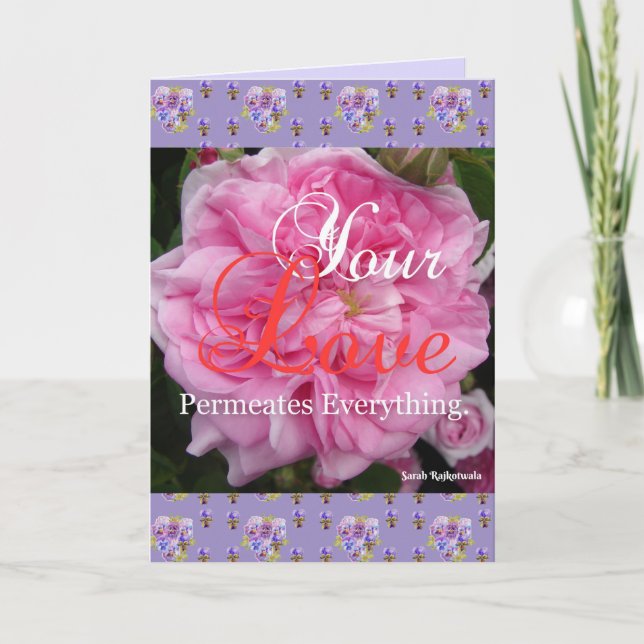 Carte citation florale Rose rose Votre amour imprè (Devant)