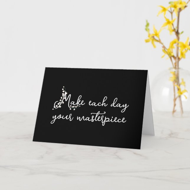 Carte Citation motivationnelle sur le noir (Fleur jaune)