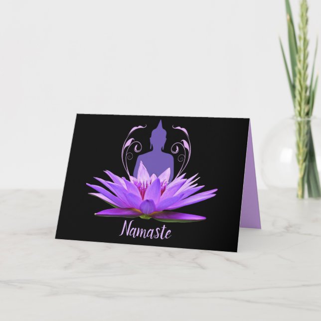 Carte Citation Namaste Merci Yoga Lotus Bouddha (Devant)