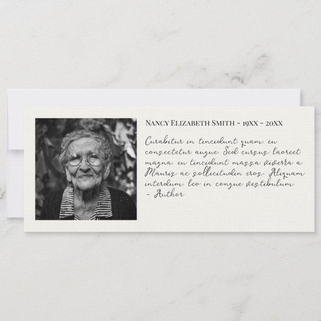Carte Citation photo célébration de la vie signet funéra (Devant)