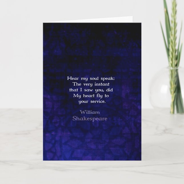 Carte Citation romantique d'amour de William Shakespeare (Devant)