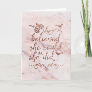 Carte Citation Rose Gold Elle a Cru Elle a Pu