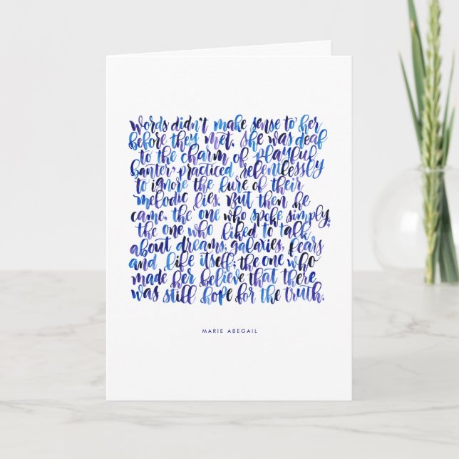 Carte Citations d'amour : Les mots n'ont pas eu de sens (Devant)
