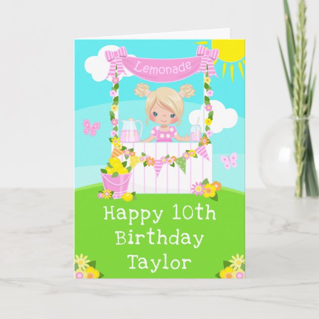 Carte Citronade rose Blonde Hair Girl Joyeux Anniversair (Devant)