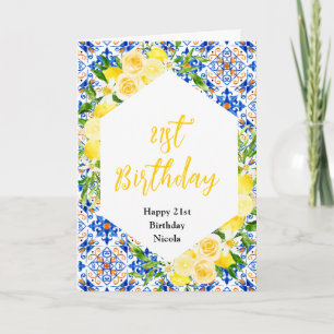 Carte Citrons avec feuillage Méditerranéen Anniversaire