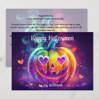 Carte citrouille à yeux de cœur arc‑en‑ciel 🌈🎃