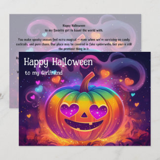 Carte citrouille aux yeux de coeur arc‑en‑ciel 🎃�