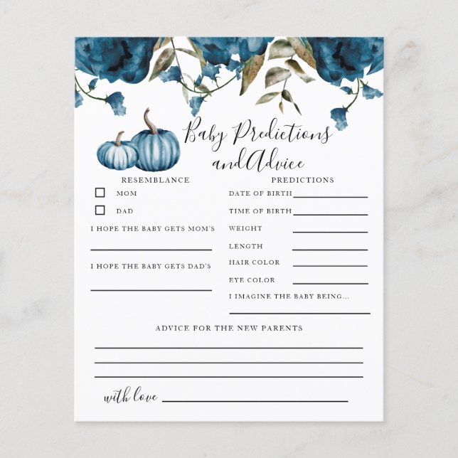 Carte citrouille Blue Baby Predictions & Conseils (Devant)