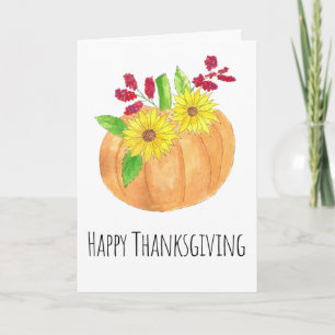 Carte Citrouille bon thanksgiving et tournesols