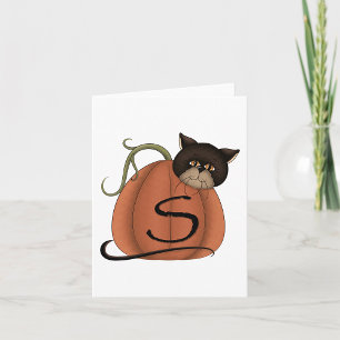 Carte Citrouille Chat Noir Lettre S Halloween