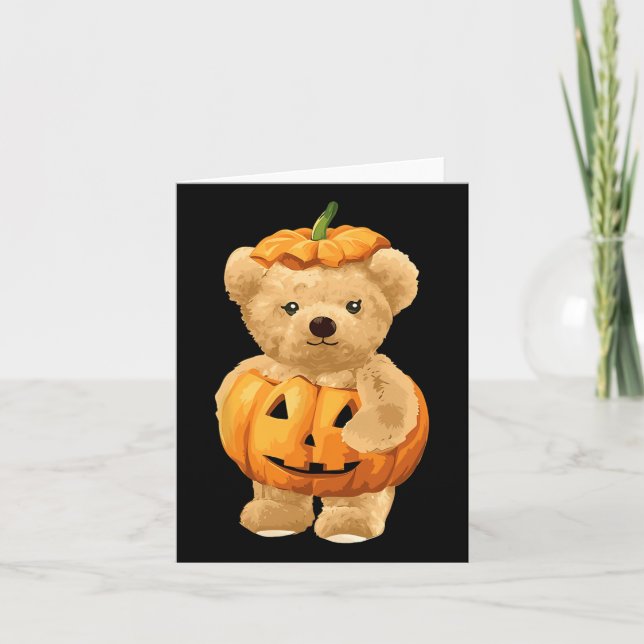Carte Citrouille cool Et Ours Pour Halloween (Devant)