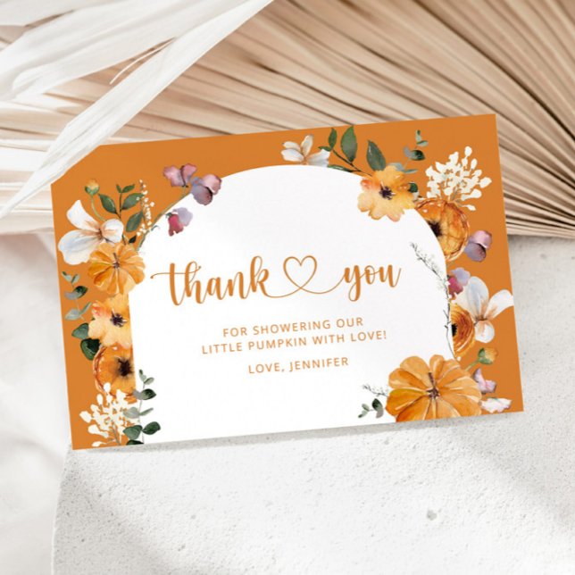 Carte Citrouille d'arc floral d'automne baby shower merc (Créateur téléchargé)