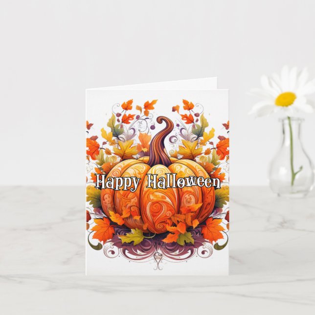 Carte Citrouille d'automne coloré mignon (Petite plante)