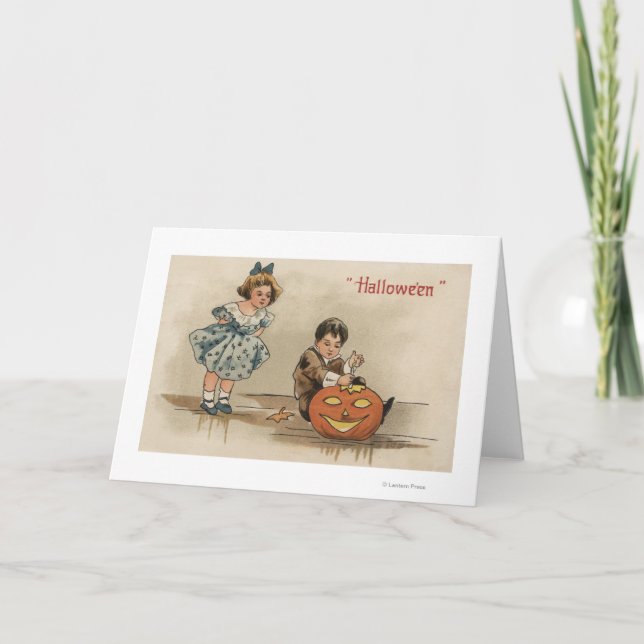 Carte Citrouille de Halloween GreetingCarving (Devant)