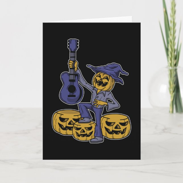 Carte Citrouille de la fête d'Halloween Guitare musique  (Devant)