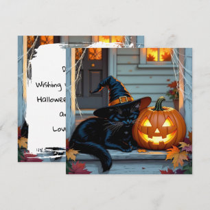 Carte Citrouille de la sieste de chat noir Halloween per