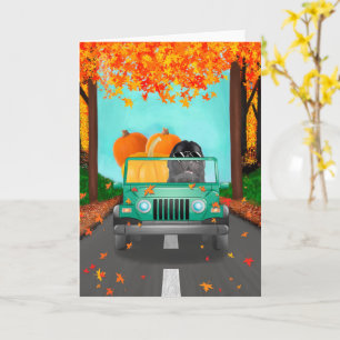 Carte Citrouille de l'automne du chien de Terre-Neuve