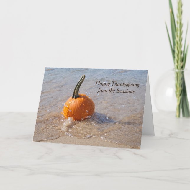 Carte Citrouille de Thanksgiving sur la plage (Devant)