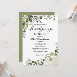 Carte Citrouille de verdure Friendsgiving Diner Invitati
