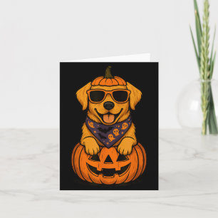 Carte Citrouille d'Halloween de Labrador Retriever jaune