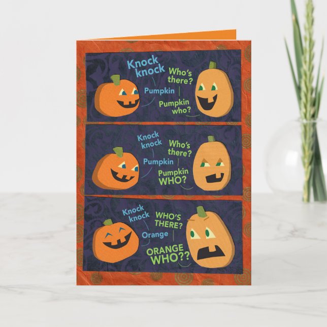 Carte Citrouille d'Halloween Knock-Knock (Devant)