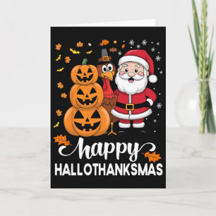 Carte Citrouille Dinde Père Noël Équipe Joyeux Hallothan