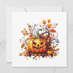 Carte citrouille drôle d'Halloween automnal
