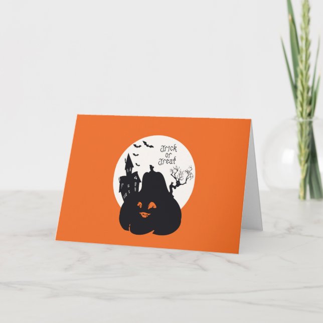 Carte Citrouille éffrayant Trick Ou Treat (Devant)
