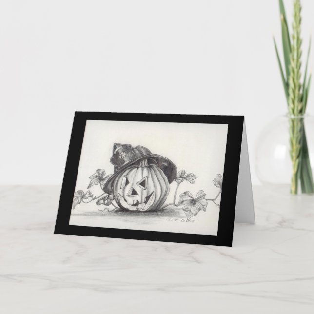 Carte Citrouille en costume de pompier (Devant)