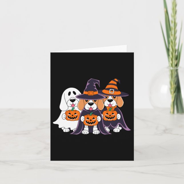 Carte Citrouille fantôme Beagle Halloween Design pour l' (Devant)