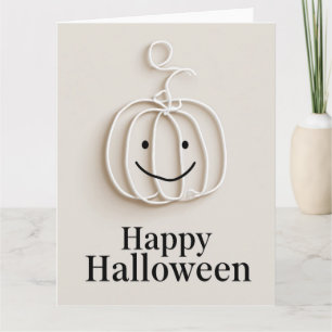 Carte Citrouille Fil Minimaliste Bonne Halloween Salutat