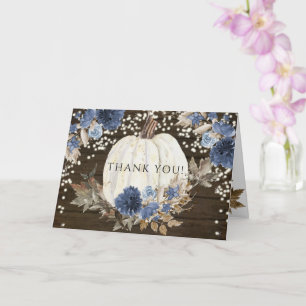 Carte Citrouille floral bleu de la marine Lumière de l'M