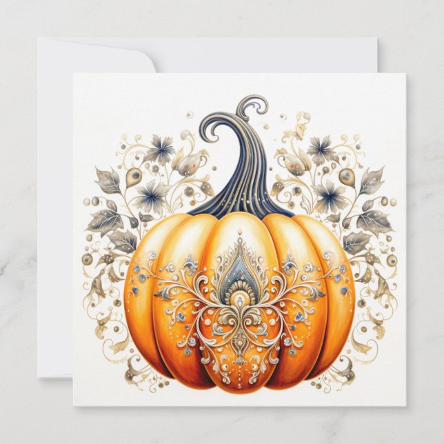 Carte Citrouille Halloween de la saison d'automne (Devant)