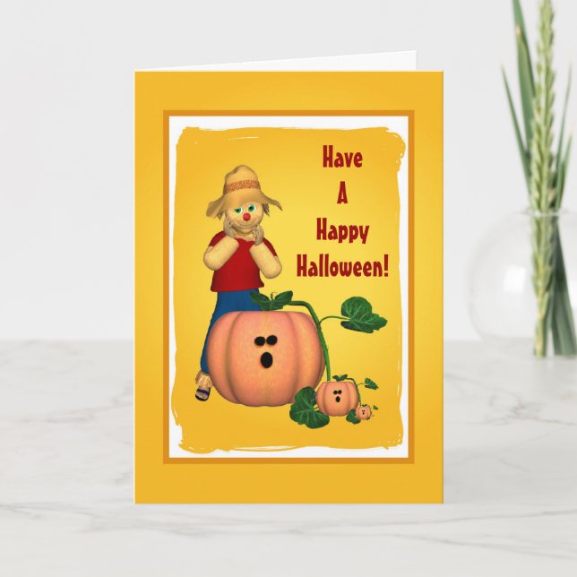 Carte Citrouille Halloween et Scarecrow (Devant)