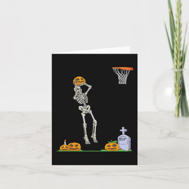Carte Citrouille Halloween squelette amusant (Devant)