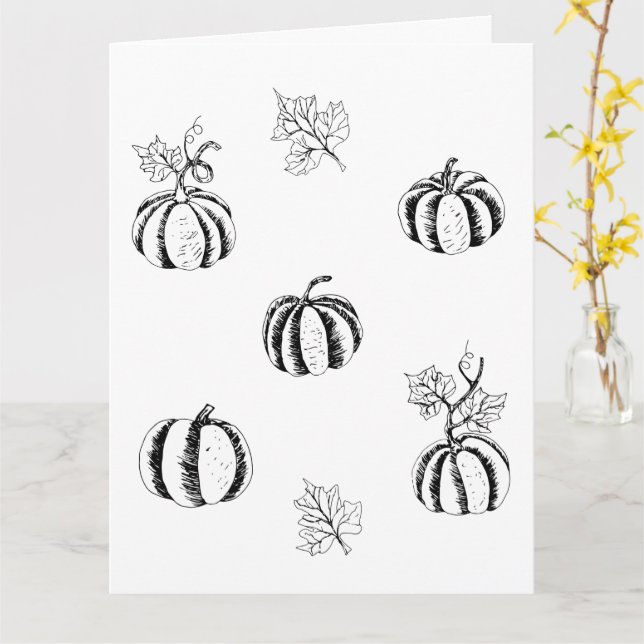 Carte Citrouille noire pour Halloween   (Fleur jaune)