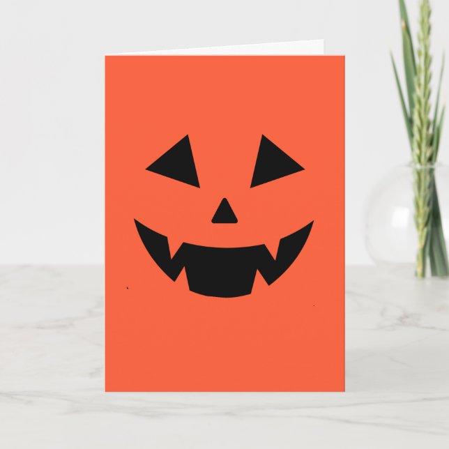 Carte Citrouille orange Halloween jack o lantern chauves (Devant)