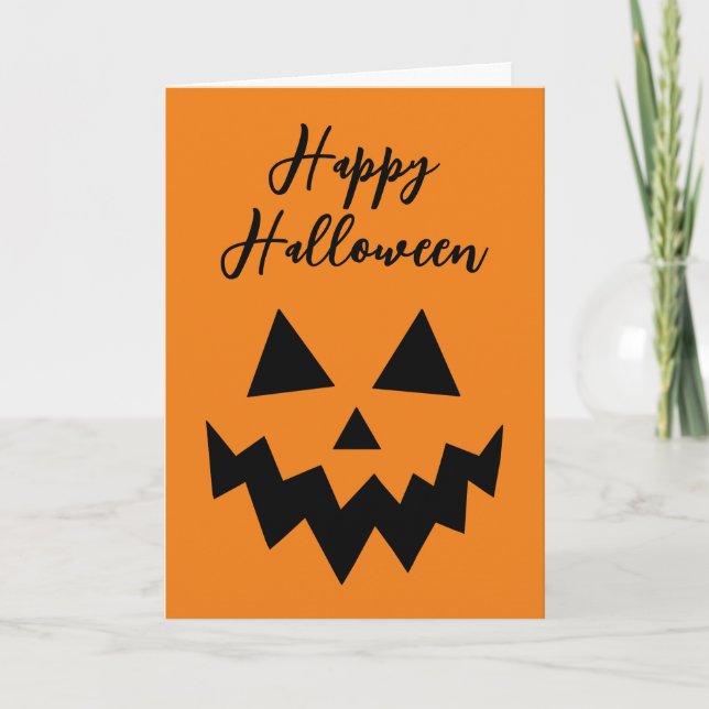Carte Citrouille orange visage de Jack O Lantern Joyeux  (Devant)