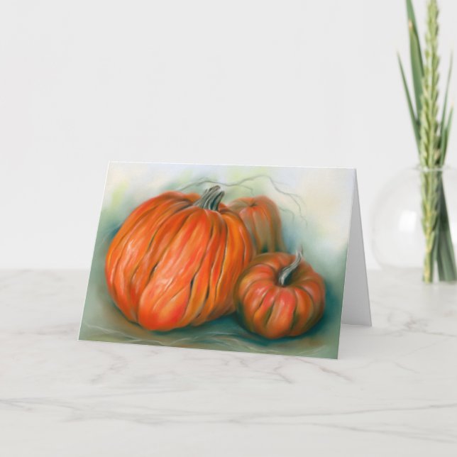 Carte Citrouille Patch Automne Trio Pastel Art Thanksgiv (Devant)
