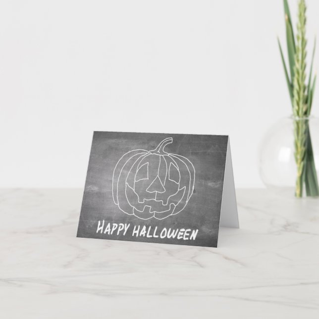 Carte Citrouille pour Halloween 1 aspect tableau noir (Devant)