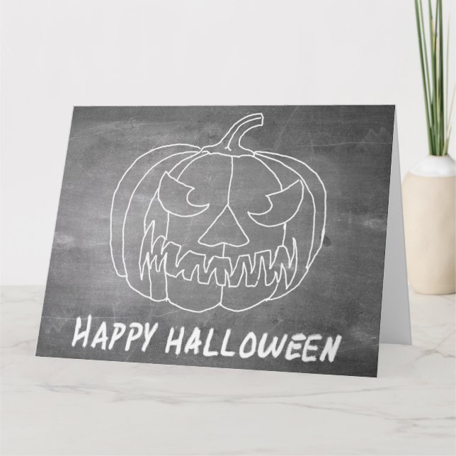Carte Citrouille pour Halloween 2 look tableau noir (Devant)
