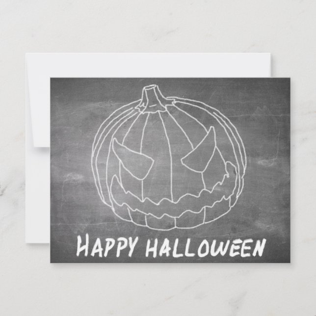 Carte Citrouille pour Halloween 6 style tableau noir (Devant)
