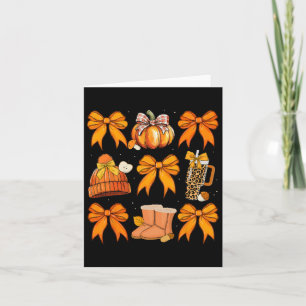 Carte Citrouille rétro Coquette Bow Automne Automne Hall