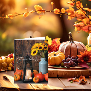 Carte Citrouilles d'automne et lanterne avec texte perso