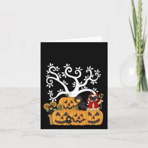 Carte Citrouilles de Halloween, oiseaux noirs et chien